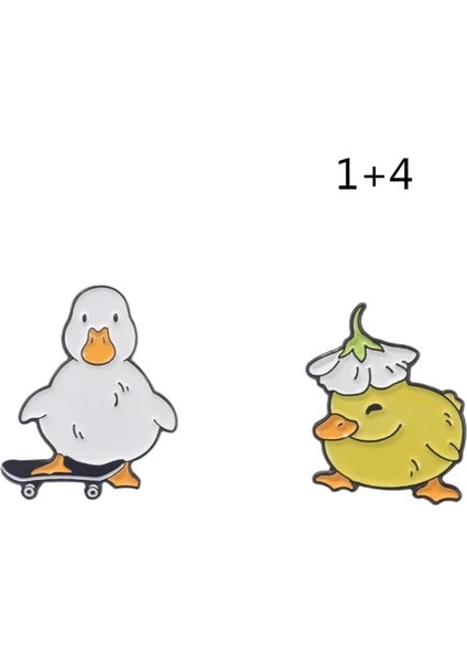 1 ve 4 Güzel Hayvan Ördek Emaye Yaka Pin Özel Paten Kaz Ördek Tavuk Broş Sırt Çantası Karikatür Taç Ördek Rozeti Takı Hediye (Yurt Dışından)