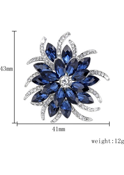 Stil 10 Kristal Çiçek Broş Pins Kadınlar Derin Mavi Çiçek Broches Bitki Zarif Rozet Takı Moda Düğün Parti Broş Parti Hediyeler (Yurt Dışından)