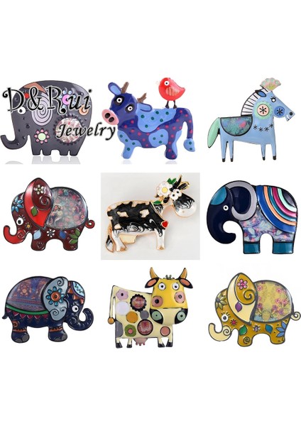 BO2120BGRL Satış Çocuklar Broş Hediye Emaye At Hayvan Inek Fil Boğa Moda Takı Yaka Iğnesi Erkek Kız Ceket Sanat Broşlar Kadınlar Için Yeni (Yurt Dışından) fiyatları