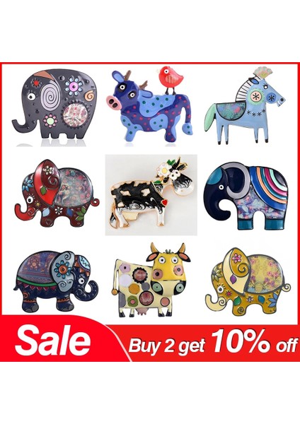 BO2120BGRL Satış Çocuklar Broş Hediye Emaye At Hayvan Inek Fil Boğa Moda Takı Yaka Iğnesi Erkek Kız Ceket Sanat Broşlar Kadınlar Için Yeni (Yurt Dışından) modelleri