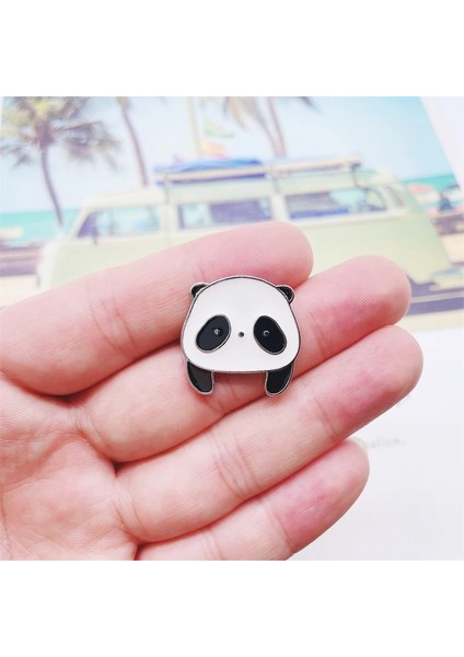 STYLE-1XZ579 Karikatür Sevimli Hayvan Panda Emaye Pimleri Zincir Kolye Panda Süt Çay Kitapları Bambu Alaşım Broş Rozeti Tatlı Kadın Takı Hediye (Yurt Dışından) fırsatları