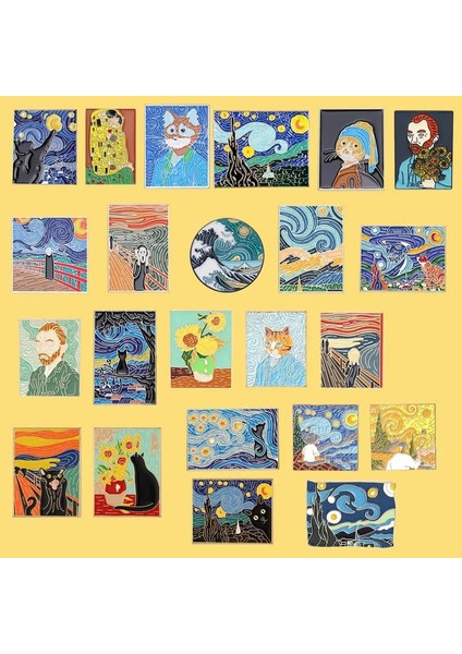 B10303 Yağlıboya Yıldızlı Gökyüzü Ayçiçeği Kız Geometri Metal Tasarım Rozetleri Broş Emaye Pimleri Etiket Çanta Sırt Çantası Şapka Takı Hediye (Yurt Dışından) fiyatları