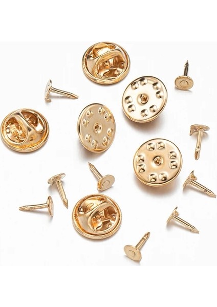 Kc Altın Set 100 Adet 1 Paket Altın Rodyum Bakır Tırnak Kravat Tack Pimi Debriyaj Kelebek Toka Broş Tabanı Kadınlar Için Diy Takı Dekorasyon Yapma Malzemeleri (Yurt Dışından)