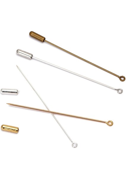 Gümüş 50MM 20 Adet 50/70MM Uzunluk Metal Iğneler Broş Şapka Pin Tabanı Stoper ile Diy Cannetille Terzilik Takı Bulguları Malzemeleri (Yurt Dışından)