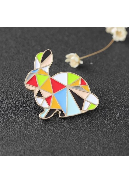 Tavşan 1 Moda Origami Vinç Tavşan Penguen Fil Kedi Kaz Balina At Broş Renkli Ekleme Hayvan Emaye Pimleri Rozetleri Takı (Yurt Dışından)