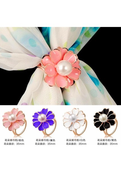 Siyah Çiçek Sıcak Ipek Eşarp Toka Şal Halka Klipsi Kristal Trisiklik Atkılar Toka Broş Lüks Basit Kadın Takı Kız Parti Hediyeleri (Yurt Dışından) fırsatları