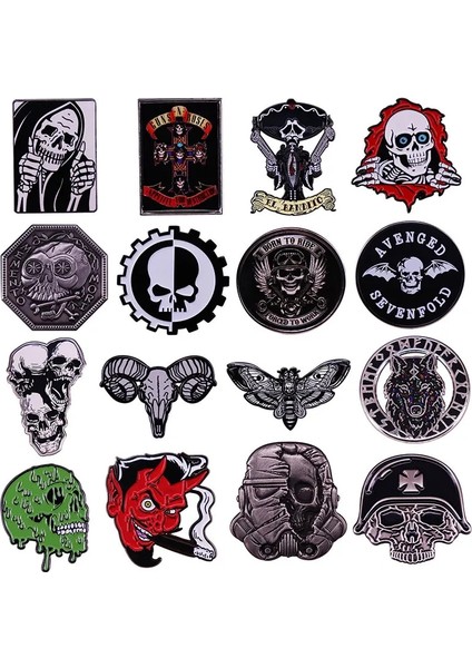 21 Gotik Tarzı Terör Kafatası Retro Broş Cadılar Bayramı Pimleri Metal Broş Rozeti Mücevherat Elbise Sırt Çantası Aksesuarı Hediyeler (Yurt Dışından)