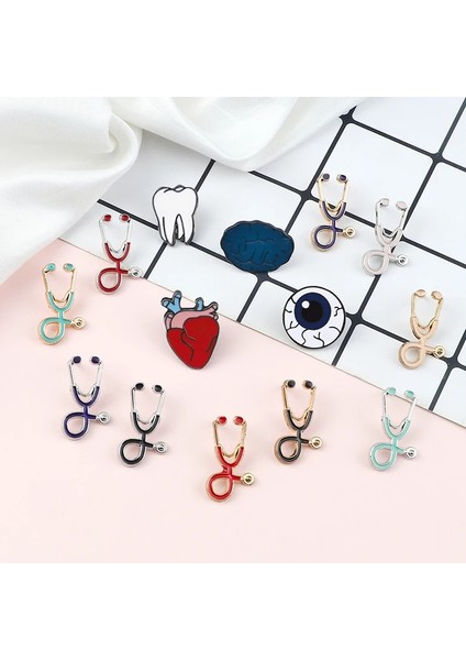 Diş Organ Tıbbi Stetoskop Broş Iğneler Kalp Diş Beyin Göz Rozetleri Doktor Hemşire Diş Hekimi Takı Emaye Ceketler Yaka Pin (Yurt Dışından)
