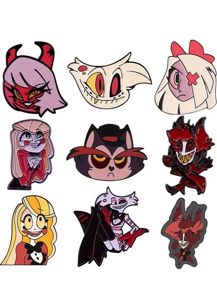 Stil 7 Anime Hazbinhotel Alastor Emaye Pimleri Kötü Adam Otel Helluva Bosss Karikatür Metal Broş Rozeti Mücevherat Sırt Çantası Aksesuarı Hediyeler (Yurt Dışından) fiyatları