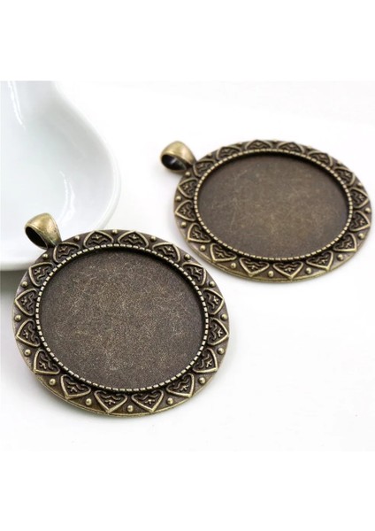 N3-32 5 Adet/grup 35MM Iç Boyutu Antik Bronz ve Gümüş Renk Kaplama Vintage Barok Tarzı Cabochon Taban Ayarı Charms Kolye (Yurt Dışından) indirimleri