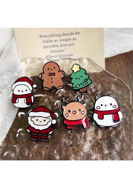 Stil 6 Sevimli Noel Baba Emaye Broş Karikatür Noel Elk Çam Ağacı Kardan Adam Ayı Bebek Rozeti Yaka Pimleri Çocuklar Arkadaşlar Hediyeler Takı (Yurt Dışından)