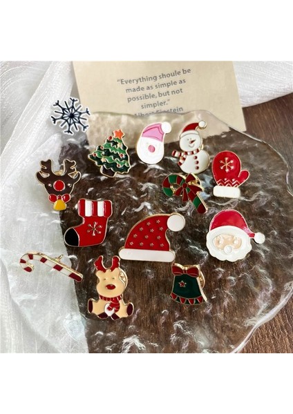 Stil 6 Sevimli Noel Baba Emaye Broş Karikatür Noel Elk Çam Ağacı Kardan Adam Ayı Bebek Rozeti Yaka Pimleri Çocuklar Arkadaşlar Hediyeler Takı (Yurt Dışından)