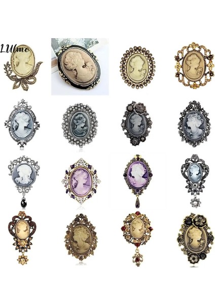 Stil 3 Zarif Stil Vintage Viktorya Dönemi Tasarım Kraliçe'nin Cameo Antika Düğün Güzellik Broş Pin Takı Hediye (Yurt Dışından) modelleri