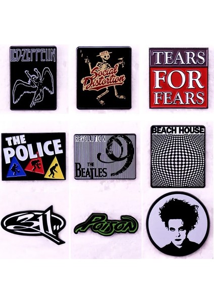 Stil 1 Yeni Stil Rock Grubu Logosu Metal Emaye Broş Incelik Hiphop Müzik Serisi Yaka Rozeti Denim Ceket Sırt Çantası Pin Dekorasyon (Yurt Dışından)