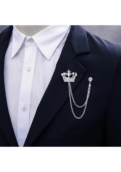 A1 Taç Broş Kore Ingiliz Tarzı Zincir Taç Broş Takım Elbise Püskül Zincir Yaka Pin Rozeti Retro Erkek Aksesuarları Düğün Ziyafet (Yurt Dışından) fiyatları