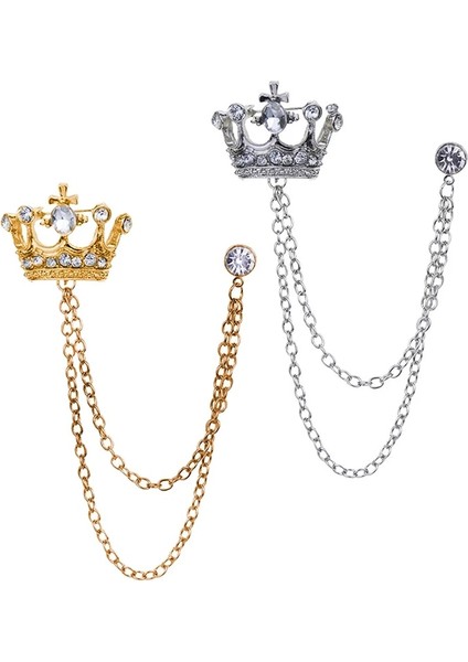 A1 Taç Broş Kore Ingiliz Tarzı Zincir Taç Broş Takım Elbise Püskül Zincir Yaka Pin Rozeti Retro Erkek Aksesuarları Düğün Ziyafet (Yurt Dışından) fırsatları