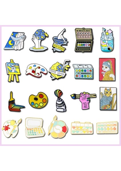 WY1390 Moda Fırça Boya Metal Emaye Broş Yaratıcı Karikatür Çizim Tahtasında Rozet Pin Sevimli Glamour Ressam Sanat Ham Yaka Takı Hediye (Yurt Dışından) fiyatları