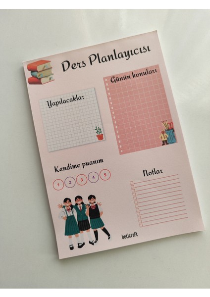 Ders Planlayıcısı Defteri A5 Boy 15X21 Üstten Tutkallı Çek Kopar
