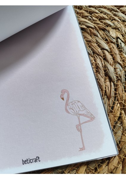 Flamingo Temalı Not Defteri A5 Boy 15X21 Üstten Tutkallı Çek Kopar Defter