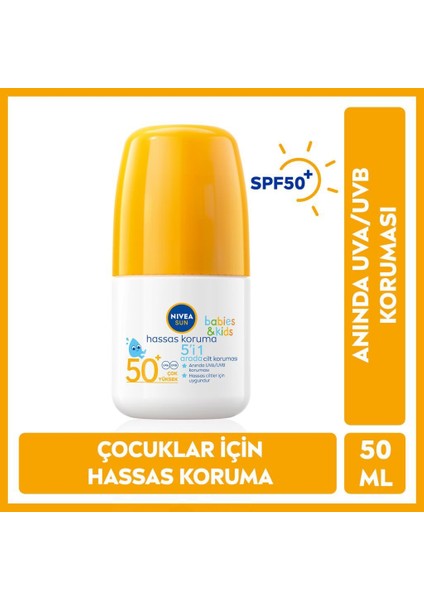 Sun Bebekler Için Hassas Koruma Güneş Koruyucu Roll-On 50ML, SPF50, Uva Uvb Koruması, Suya Dayanıklı