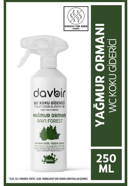 Yağmur Ormanı Kokulu Wc Kötü Koku Giderici Ultra Kalıcı Yüzey Parfümü 250ml