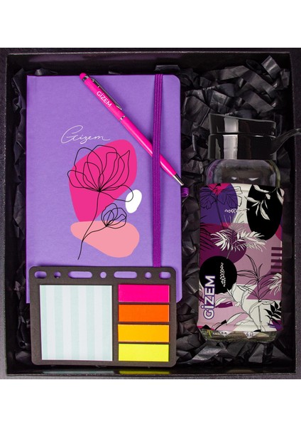 Kişiye Özel Defter Kalem Matara ve Mini Organizer Ofis Kırtasiye Hediye Kutusu 110346