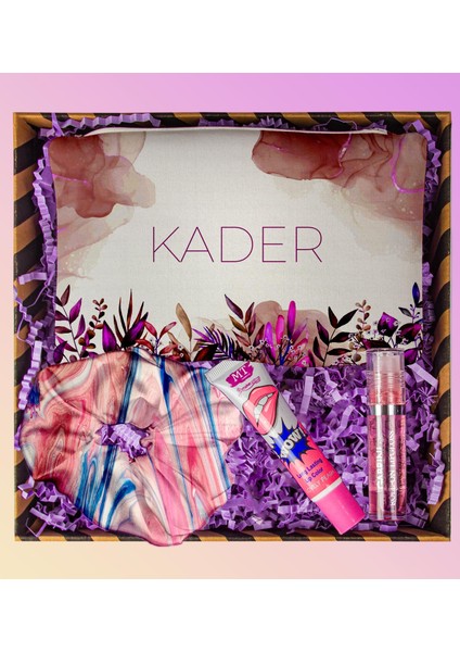 Kişiye Özel Makyaj Çantası & Saten Toka & Soyulan Ruj & Dudak Parlatıcı Lipgloss Hediye Seti 110956