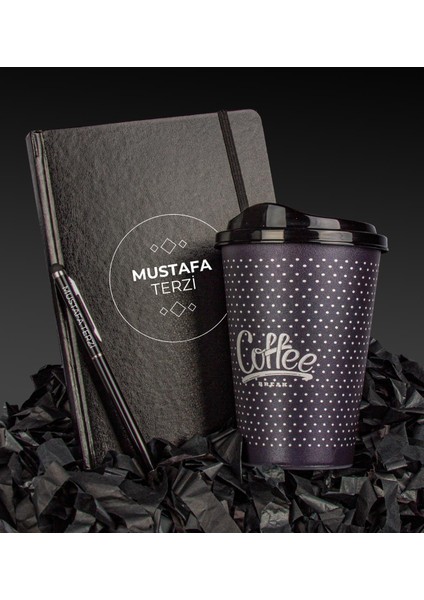 Erkeklere Özel Tasarım Defter Kalem ve Kahve Bardağı Hediye Kutusu 110375