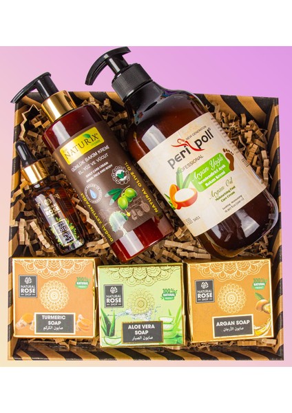 Doğal Sabunlar & Zeytinyağlı Vücut Kremi & Peripol Ayak Argan Bakım Yağı & Argan Yağı Hediye Seti 110929