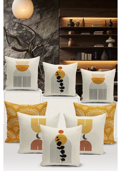 Minimalist Serisi Çift Tarafı Dijital Baskılı 8'li Kırlent Kılıfı Seti (Minimalist Cover Set)
