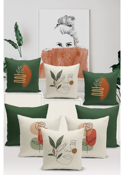 Minimalist Serisi Çift Tarafı Dijital Baskılı 8'li Kırlent Kılıfı Seti (Minimalist Cover Set)