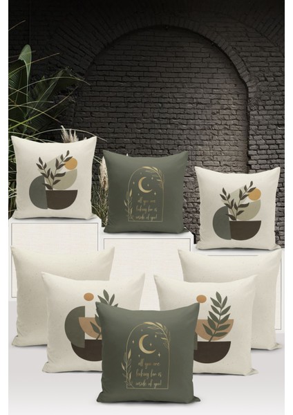 Minimalist Serisi Çift Tarafı Dijital Baskılı 8'li Kırlent Kılıfı Seti (Minimalist Cover Set)