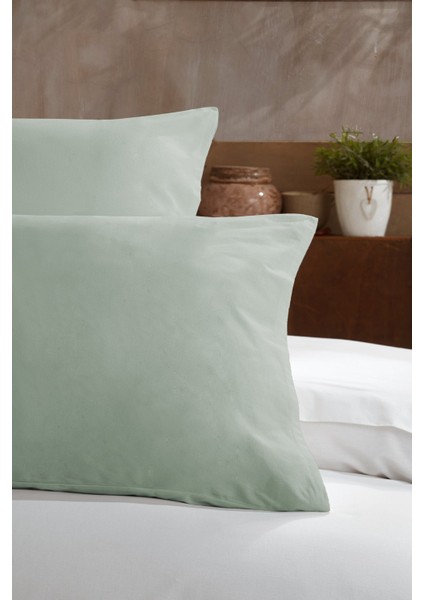 Ranforce Pamuk Yastık Kılıfı %100 Doğal Pamuk 2 Parça Adaçayı