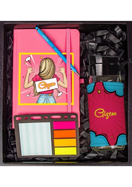 Kişiye Özel Defter Kalem Matara ve Mini Organizer Ofis Kırtasiye Hediye Kutusu 110315