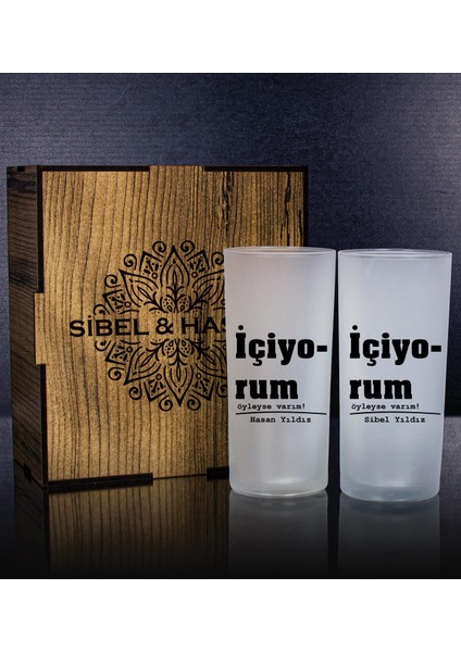 Kişiye Özel Kutusunda 2'li Rakı Bardağı Hediye Seti 107184