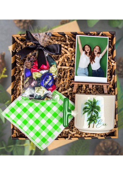 Kişiye Özel Latte Kupa ve Altlığı & Fotoğraflık & Çikolatalar Hediye Kutusu 111767