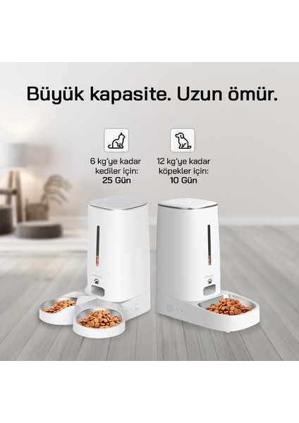 Ki-Feeder Kablosuz Akıllı Mama Besleyici Çift Çelik Kase, 4 Litre, Wi-Fi, App İle Kontrol, Porsiyon Ayarlı