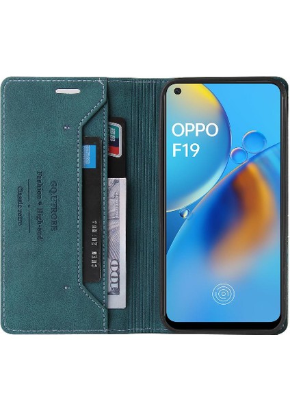 YH Market Oppo F19 4G/A74 4g Premium Deri Iki Kart Yuvaları Kickstand Için Kılıf (Yurt Dışından)