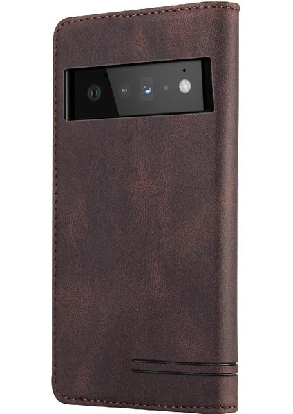 Google Pixel 6 Premium Deri Kickstand Premium Deri Iki Için Kılıf (Yurt Dışından)