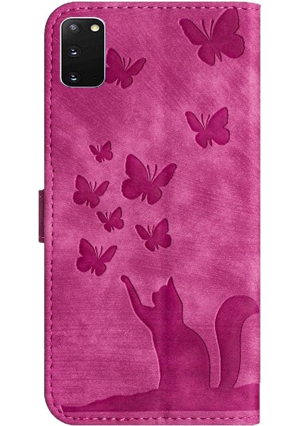 Samsung Galaxy S20 Flip Folio Cüzdan Kılıf Kabartmalı Kelebek (Yurt Dışından)