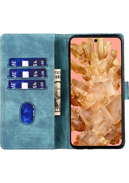 Google Piksel 8 Pro Flip Folio Cüzdan Kılıf Için Kılıf Kabartmalı Sevimli Kedi (Yurt Dışından)