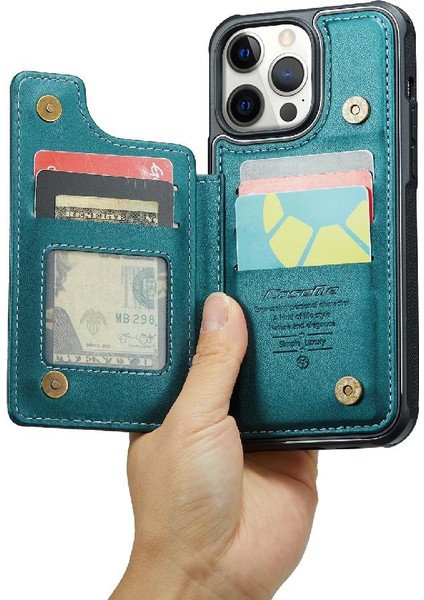 IPhone 12 Pro Max Rfıd Engelleme Kart Tutucu Pu Için Caseme Cüzdan Kılıf (Yurt Dışından)