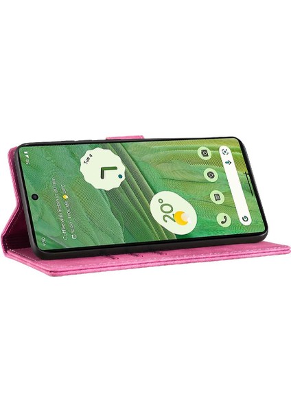 Google Piksel 7A Flip Folio Tutucu Kapak Için Kılıf Kabartmalı Sevimli Kedi Kılıf (Yurt Dışından)