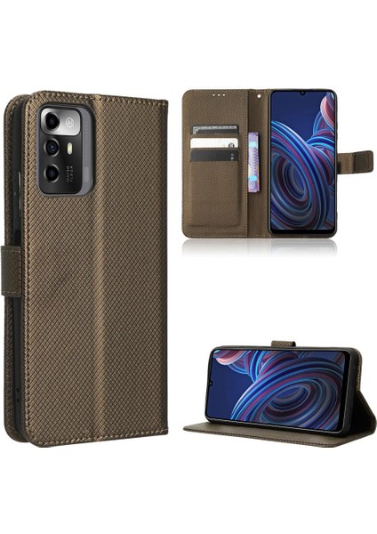 Zte Blade A72 5g Kickstand Kapak Kart Tutucu Manyetik Cüzdan (Yurt Dışından)