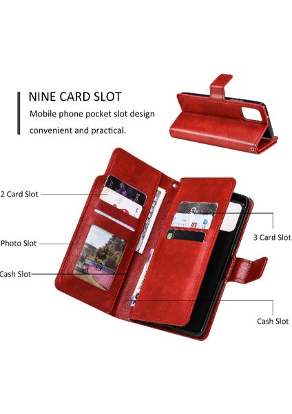 Samsung Galaxy Case 5g Kickstand Cüzdan 9 Kart Yuvaları Pu Deri Kılıf (Yurt Dışından) fırsatları