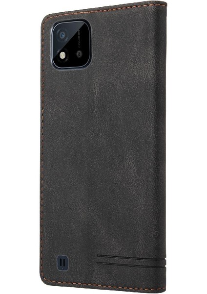 Realme C20 Kickstand Premium Deri Iki Kart Yuvaları Premium Için Kılıf (Yurt Dışından) indirimleri