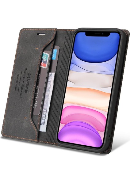 IPhone 11 Için Kılıf Premium Deri Premium Deri Kickstand Iki Kart (Yurt Dışından)