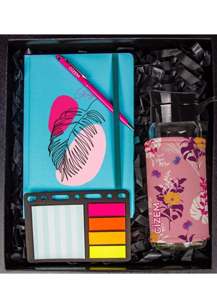Kişiye Özel Defter Kalem Matara ve Mini Organizer Ofis Kırtasiye Hediye Kutusu 110345