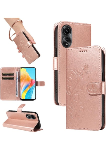 Oppo A78 4g Için Kılıf El Kayışı ile Yüksek Kaliteli Deri Cüzdan Telefon (Yurt Dışından)