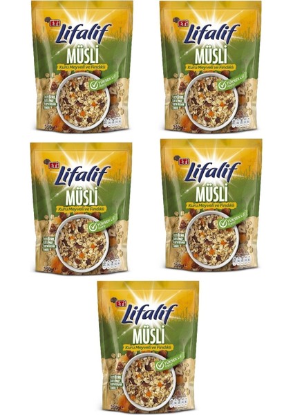 Lifalif Kuru Meyveli & Fındıklı Müsli 350 G x 5 Adet